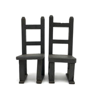 Pair of Handmade Ladderback Miniature Chairs in Gray Paint