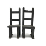Pair of Handmade Ladderback Miniature Chairs in Gray Paint