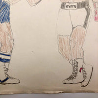 Boxing Match 5,  Vintage Drawing by Unknown Artist, c.1980s