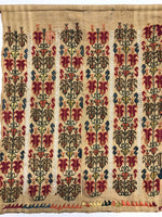 Hand-Embroidery on Linen Antique Textile Wall-Hanging