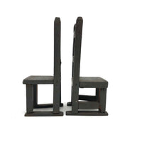 Pair of Handmade Ladderback Miniature Chairs in Gray Paint