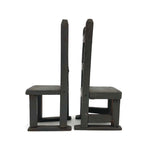 Pair of Handmade Ladderback Miniature Chairs in Gray Paint