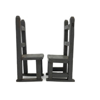 Pair of Handmade Ladderback Miniature Chairs in Gray Paint