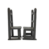 Pair of Handmade Ladderback Miniature Chairs in Gray Paint