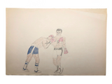 Boxing Match 5,  Vintage Drawing by Unknown Artist, c.1980s