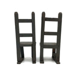 Pair of Handmade Ladderback Miniature Chairs in Gray Paint