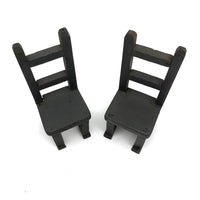 Pair of Handmade Ladderback Miniature Chairs in Gray Paint