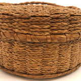 Braided Sweetgrass and Ash Splint Fine Penobscot Lidded Basket