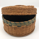 Braided Sweetgrass and Ash Splint Fine Penobscot Lidded Basket