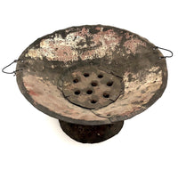 Fantastically Beautiful Primitive Footed Metal Sieve or Cooker