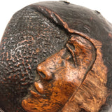 Unusual Carved Burl Folk Art Box with Two Moon Like Faces (One Inside!)
