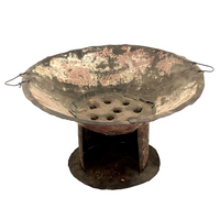 Fantastically Beautiful Primitive Footed Metal Sieve or Cooker
