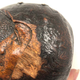 Unusual Carved Burl Folk Art Box with Two Moon Like Faces (One Inside!)