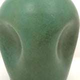 Matte Green Arts and Crafts Pottery Vase with Recessed Sides