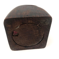 Unusual Carved Burl Folk Art Box with Two Moon Like Faces (One Inside!)