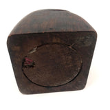 Unusual Carved Burl Folk Art Box with Two Moon Like Faces (One Inside!)