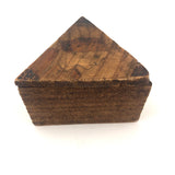 Antique Handmade Intensely Pyrographed Triangular Box with Woman Wearing Cross