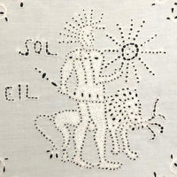 Wonderful Antique French Hand-embroidered Figurative Doily: Soleil