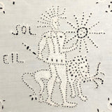 Wonderful Antique French Hand-embroidered Figurative Doily: Soleil