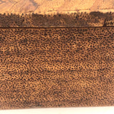 Antique Handmade Intensely Pyrographed Triangular Box with Woman Wearing Cross