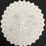 Wonderful Antique French Hand-embroidered Figurative Doily: Soleil