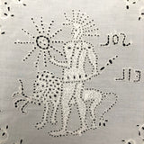 Wonderful Antique French Hand-embroidered Figurative Doily: Soleil