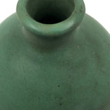 Matte Green Arts and Crafts Pottery Vase with Recessed Sides