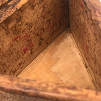 Antique Handmade Intensely Pyrographed Triangular Box with Woman Wearing Cross