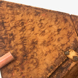 Antique Handmade Intensely Pyrographed Triangular Box with Woman Wearing Cross