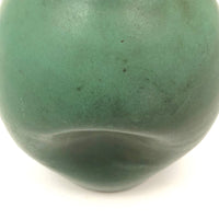 Matte Green Arts and Crafts Pottery Vase with Recessed Sides