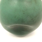 Matte Green Arts and Crafts Pottery Vase with Recessed Sides