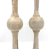 Sculptural Pair of Old White Painted Wooden Pilasters