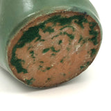 Matte Green Arts and Crafts Pottery Vase with Recessed Sides