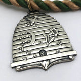 Daughters of Rebekah Silver Beehive Pendant on Cord