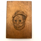 Charming Relief Carved Wooden Plaque with Two Faces