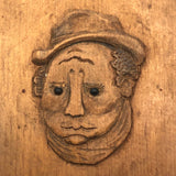 Charming Relief Carved Wooden Plaque with Two Faces