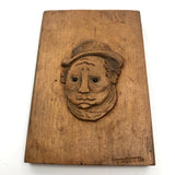 Charming Relief Carved Wooden Plaque with Two Faces
