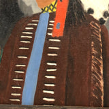 Large 1969 Folk Art Painting of Native American Chief, Signed Florence Jones, Lewiston Maine