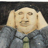 Ken Goldstrom 1975 Man with Dink and Cigarettes Ceramic Bas Relief Tile