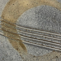 Blue-Gray Small Pottery Slab Plate with Incised Stripes and Pale Brown Loop