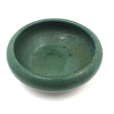 Matte Green Arts and Crafts Pottery Low Rounded Bulb Bowl