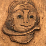 Charming Relief Carved Wooden Plaque with Two Faces