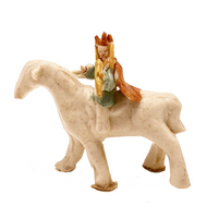 Tiny Ceramic Figure on Horseback, Presumed Chinese