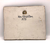 Ken Goldstrom 1975 Man with Dink and Cigarettes Ceramic Bas Relief Tile