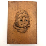 Charming Relief Carved Wooden Plaque with Two Faces