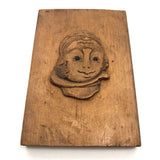 Charming Relief Carved Wooden Plaque with Two Faces