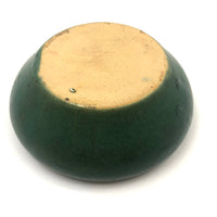 Matte Green Arts and Crafts Pottery Low Rounded Bulb Bowl