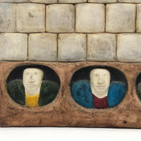 Ken Goldstrom c. 1970s Three Men Underground Bas Relief Ceramic Tile