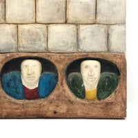 Ken Goldstrom c. 1970s Three Men Underground Bas Relief Ceramic Tile