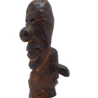 Funky Three Headed Folk Art Carving